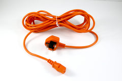 5m orange IEC cable and plug